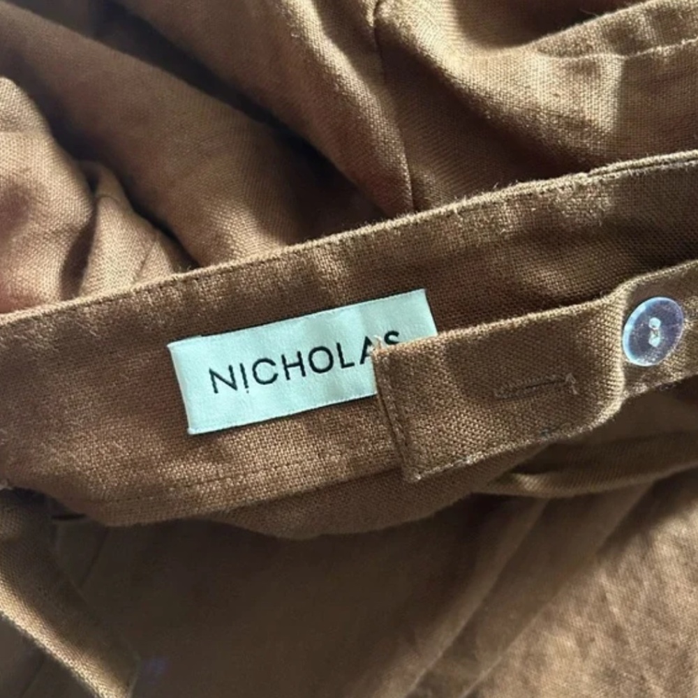 NICHOLAS Yasmine Linen Dress Brown Tobacco Maxi size 4 - Picture 10 of 10